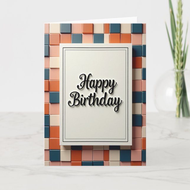 Geometric Tile Birthday Card (Front)