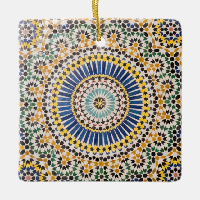 Geometric tile pattern, Morocco Ceramic Ornament (Front)