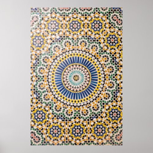 Geometric tile pattern Morocco Poster