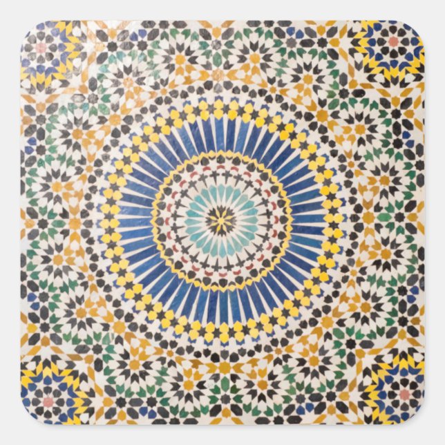 Geometric tile pattern, Morocco Square Sticker (Front)