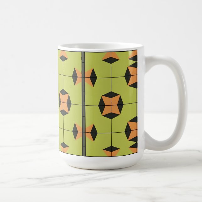 Geometric Tile Pattern with Bright Colors Coffee Mug (Right)