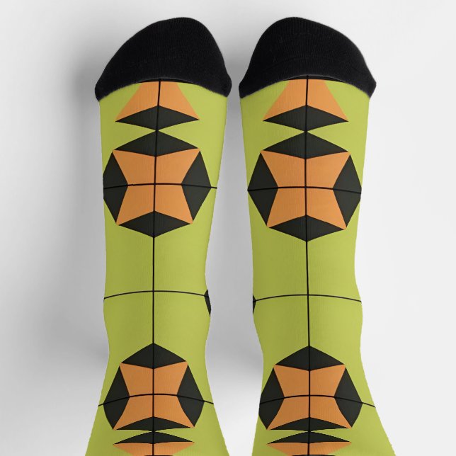 Geometric Tile Pattern with Bright Colors Socks (Top)