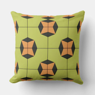 Geometric Tile Pattern with Bright Colors Throw Pillow
