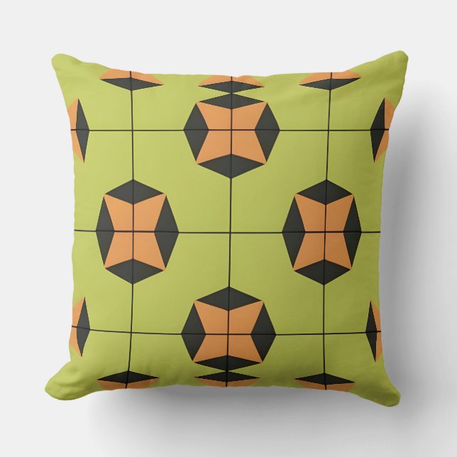 Geometric Tile Pattern with Bright Colors Throw Pillow (Front)