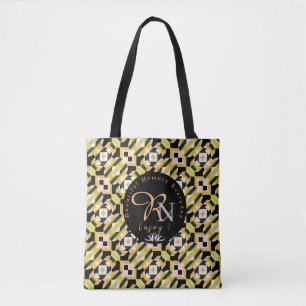 Geometric tile tote bag