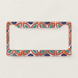 Geometric tiles: ethnic vintage background. license plate frame