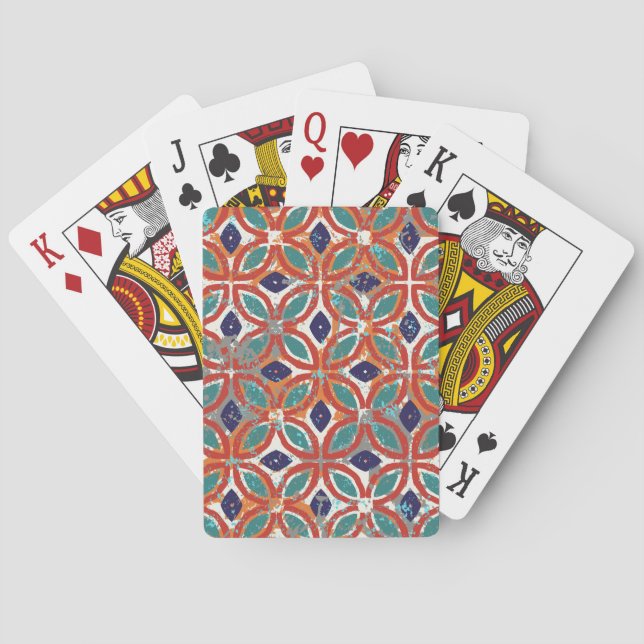 Geometric tiles: ethnic vintage background. poker cards (Back)