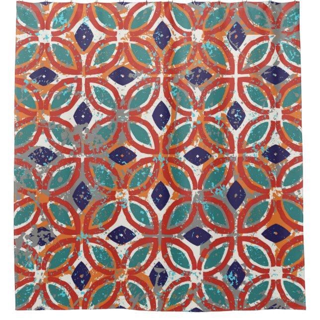 Geometric tiles: ethnic vintage background. shower curtain (Front)