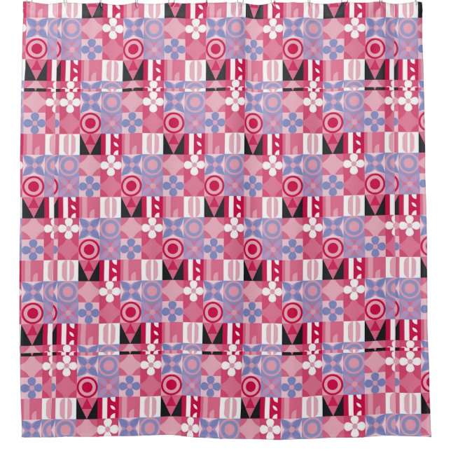 geometric tiles shower curtain (Front)