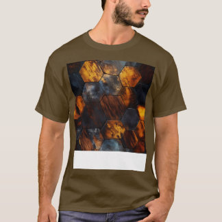 Geometric Timber Crystalline Hexagons in Amber and T-Shirt