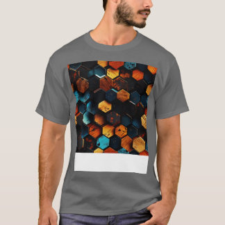 Geometric Timber Crystalline Hexagons in Amber and T-Shirt