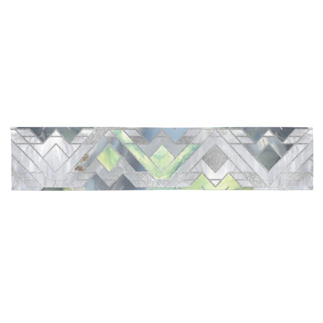 Geometric Translucent Agate and Mother of pearl Short Table Runner (Horizontal)