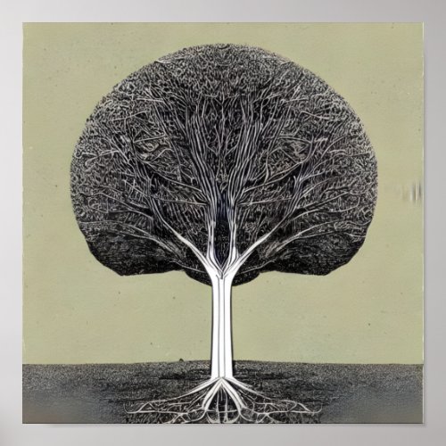 Geometric Tree with Roots in the Ground Poster