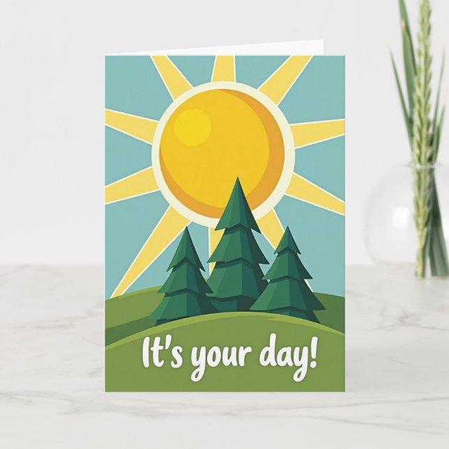 Geometric Trees Birthday Card (Front)