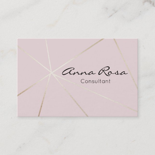 *~* Geometric Trendy Rose Gold Modern Foil Pink Business Card (Front)