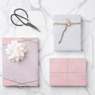 Geometric Trendy Rose Gold Pink Silver Wrapping Paper Sheets