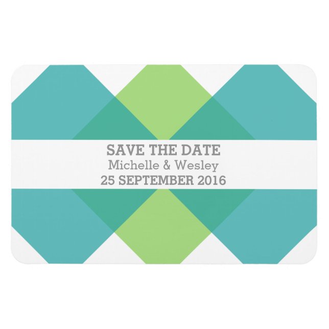 Geometric Triad Save the Date Magnet Teal Green (Horizontal)