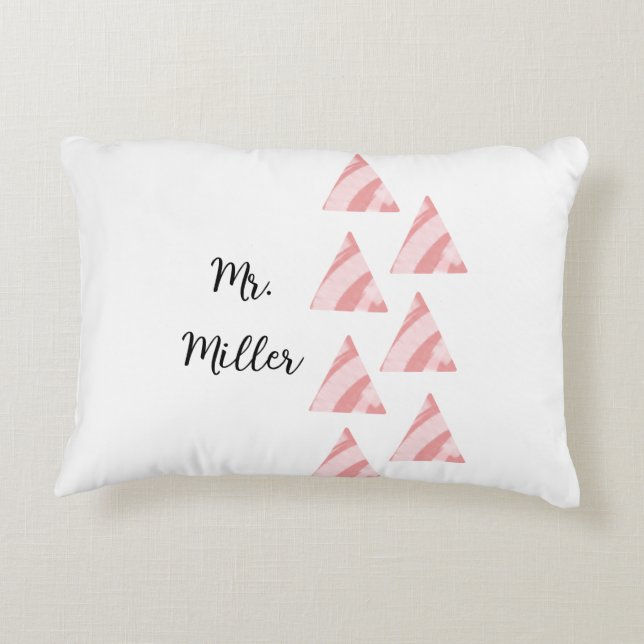 Geometric Triangels And Name Accent Pillow (Back)