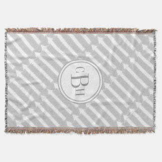 Geometric Triangle Aqua and Gray Monogram Pattern Throw Blanket