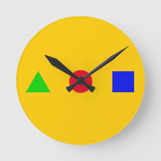 geometric - triangle, circle and square round clock (Front)