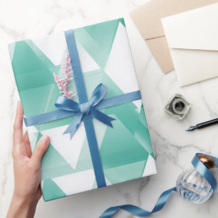 Geometric Triangle Cyan Mint Abstract Pattern Wrapping Paper