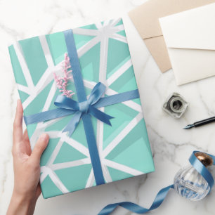 Geometric Triangle Cyan Mint Abstract Pattern Wrapping Paper