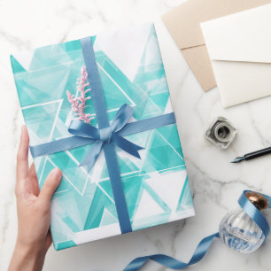 Geometric Triangle Cyan Mint Abstract Pattern Wrapping Paper