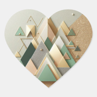Geometric Triangle Glitter Abstract Heart Stickers