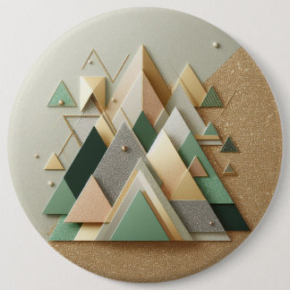 Geometric Triangle Glitter Abstract Polygonal Button