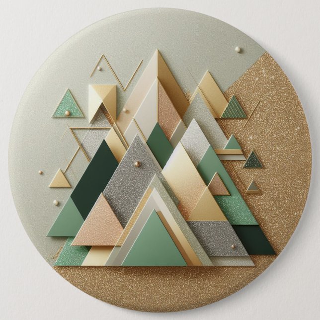 Geometric Triangle Glitter Abstract Polygonal Button (Front)