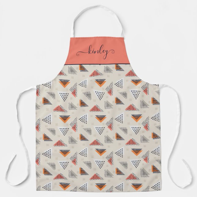 Geometric Triangle Hand Drawn Pattern Apron (Front)