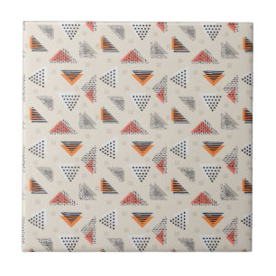 Geometric Triangle Hand Drawn Pattern Ceramic Tile