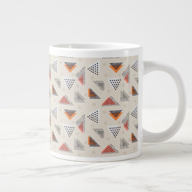 Geometric Triangle Hand Drawn Pattern Giant Coffee Mug (Right)