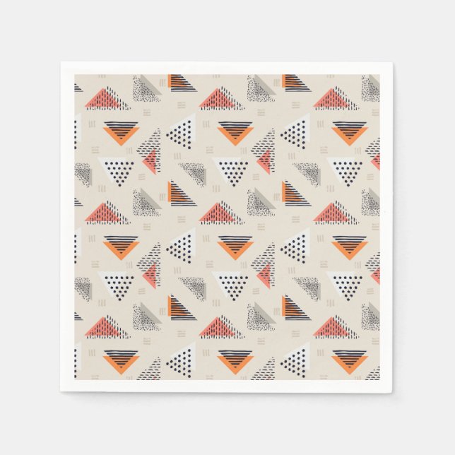 Geometric Triangle Hand Drawn Pattern Napkins (Front)