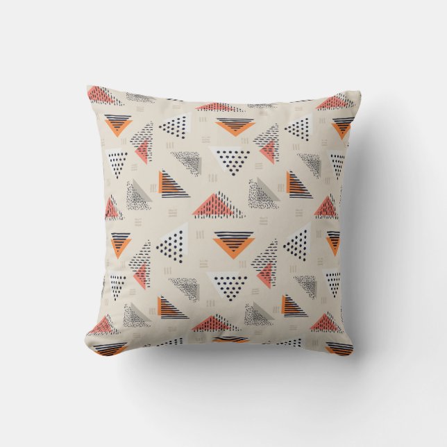 Geometric Triangle Hand Drawn Pattern Throw Pillow (Front)