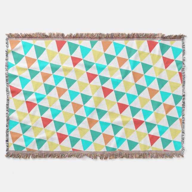 Geometric Triangle Mint Aqua Coral Modern Abstract Throw Blanket (Front)