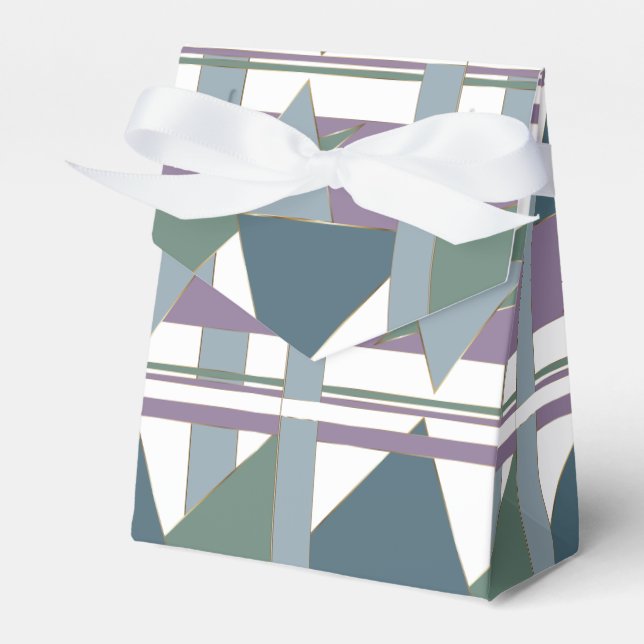 Geometric Triangle Pattern  Blue Violet Green Favor Boxes (Front Side)