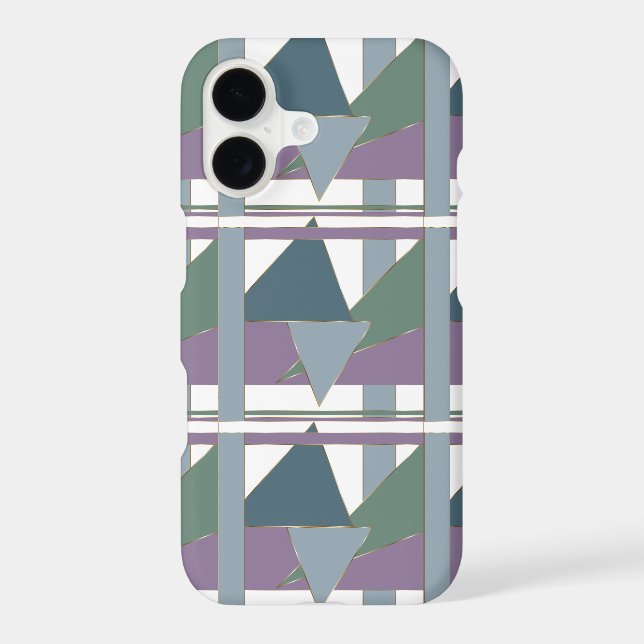 Geometric Triangle Pattern  Blue Violet Green Iphone Case (Back)