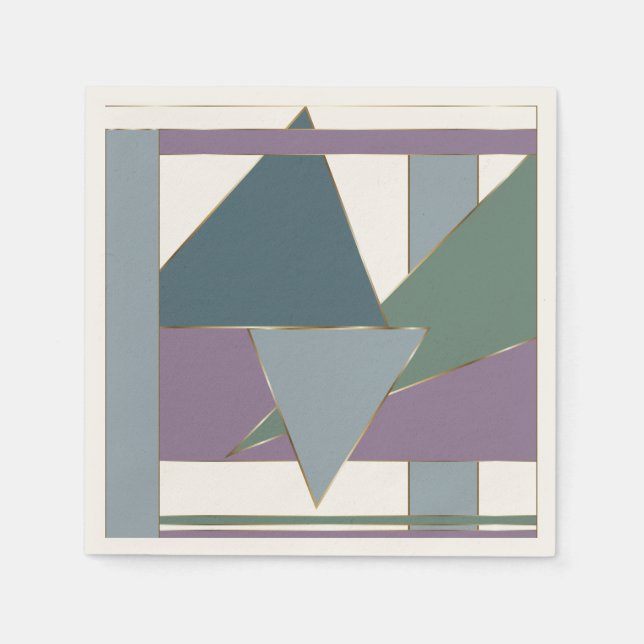 Geometric Triangle Pattern  Blue Violet Green Napkins (Front)