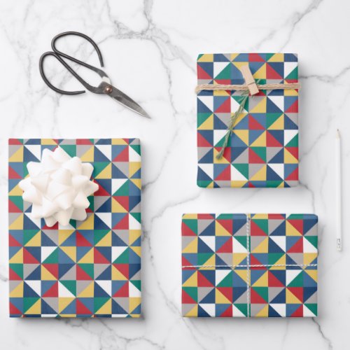 Geometric Triangle Pattern Colorful Wrapping Paper Sheets