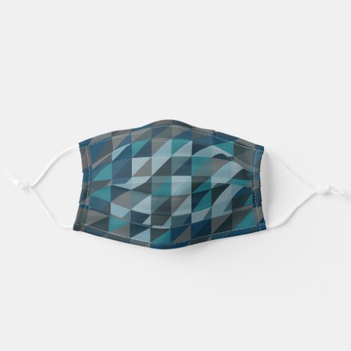 Geometric Triangle Pattern in Blue and Grey Adult Cloth Face Mask