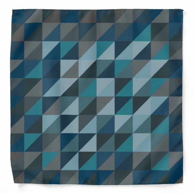 Geometric Triangle Pattern in Blue and Grey Bandana (Front)
