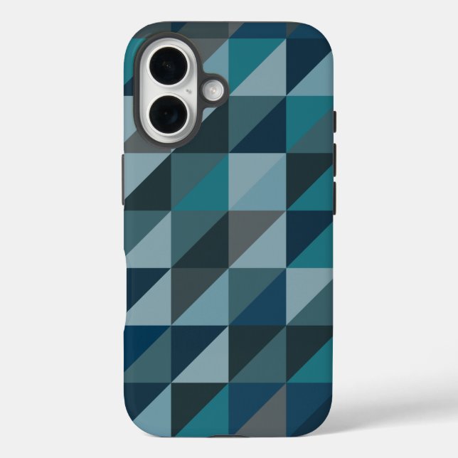 Geometric Triangle Pattern in Blue and Grey Case-Mate iPhone Case (Back)