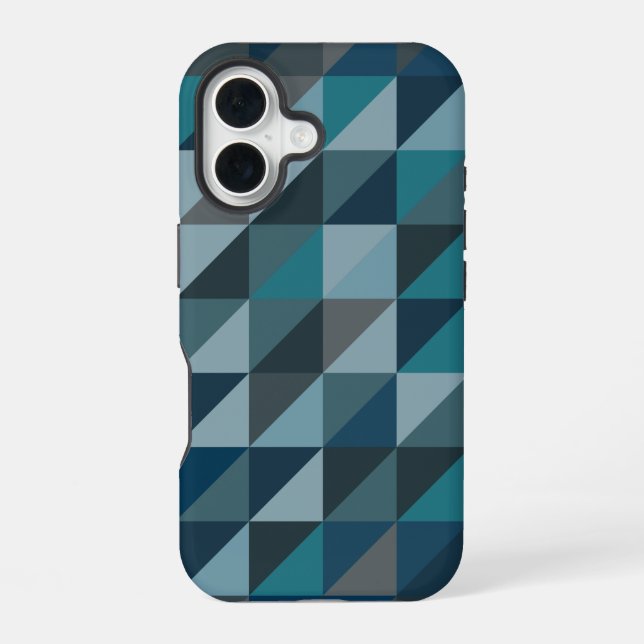 Geometric Triangle Pattern in Blue and Grey Iphone Case (Back)