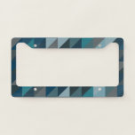 Geometric Triangle Pattern in Blue and Grey  License Plate Frame<br><div class="desc">A stylish geometric gradient pattern of triangles in deep shades of gray and blue.</div>