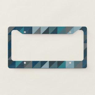 Geometric Triangle Pattern in Blue and Grey  License Plate Frame