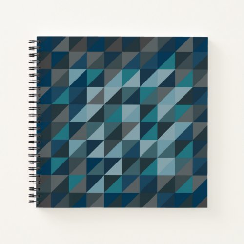 Geometric Triangle Pattern in Blue and Grey Notebook
