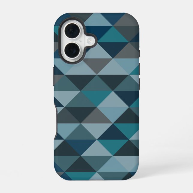 Geometric Triangle Pattern in Blue Gradient Iphone Case (Back)