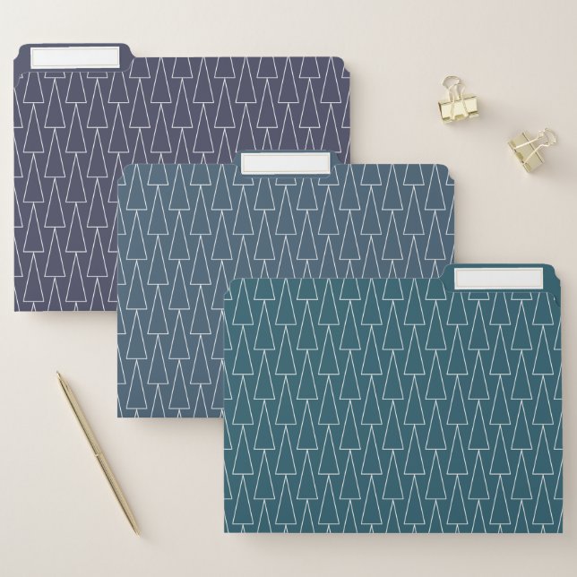 Geometric Triangle Pattern Teal Blue Purple File Folder (Set)