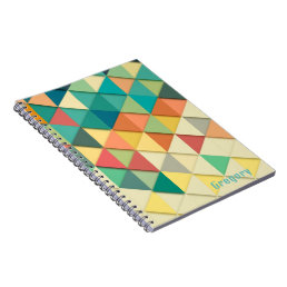 Geometric Triangle Shapees Monogram Teal Orange  Notebook